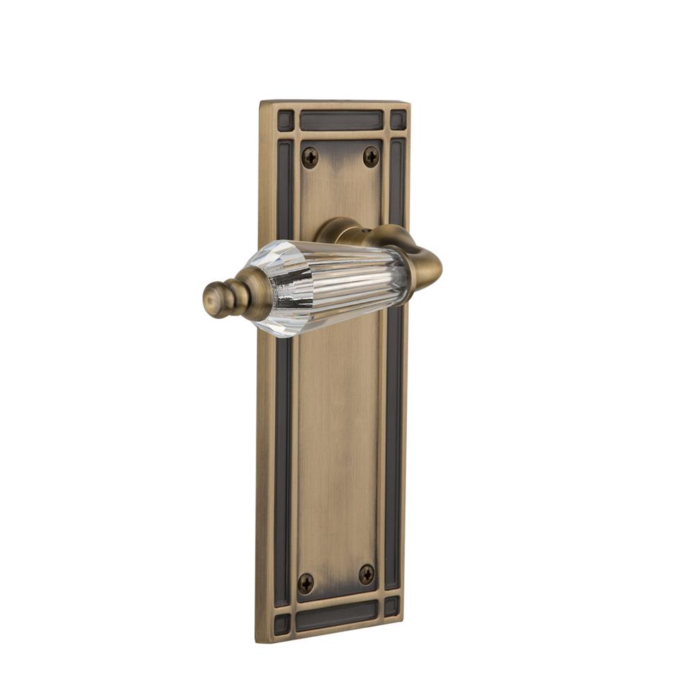 Nostalgic Warehouse MISPRL Full Passage Set Without Keyhole Mission Plate with Parlour Lever in Antique Brass